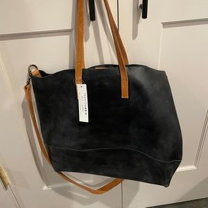 NWT ABLE/FASHIONABLE Abera handcrafted leather tote black/cognac
